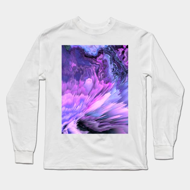 Harmful Help Glitched Fluid Art Long Sleeve T-Shirt by AestheticVaporwave